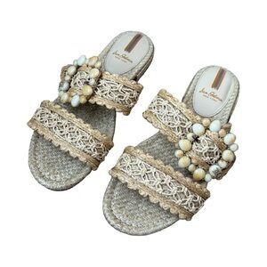 Sam Edelman Elisa Slide Sandal Natural Raffia in Sesame